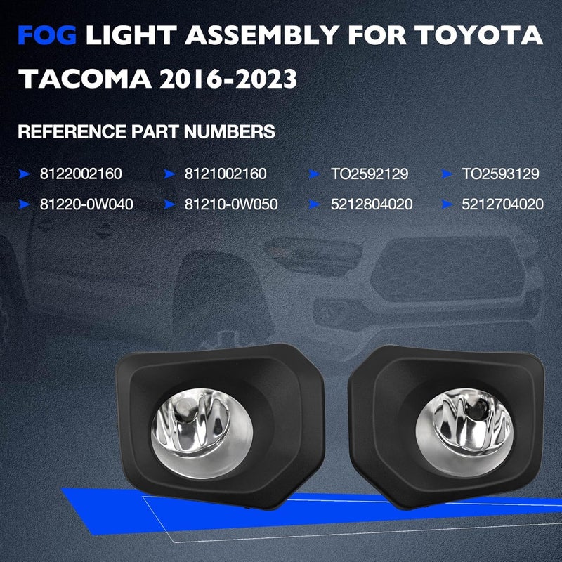 Misakomo Fog Lights - Front Fog Lamps Assembly Compatible with Toyota Tacoma SR SR5 Pickup Truck 2016-2023 - Fog Lamp Kit Replacement for 8122002160, 8121002160, TO2592129, and TO2593129 - Image 2